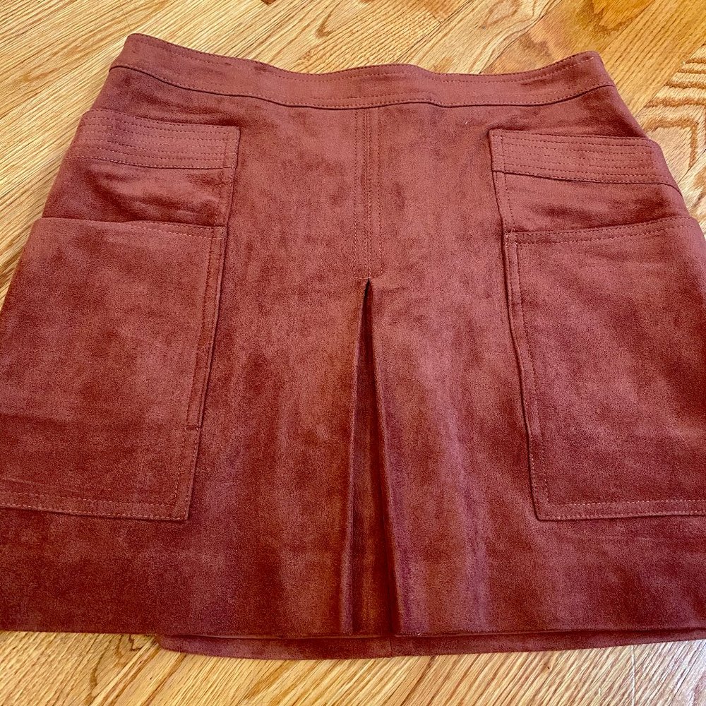 BCBG MaxAzaria Corinne Faux Suede Skirt in Cognac
